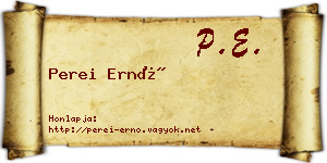 Perei Ernő névjegykártya